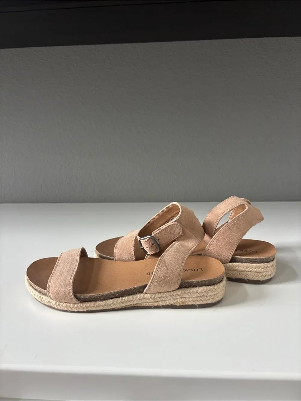 Lucky Brand Beige/Tan Espadrille Ankle Strap Sandals